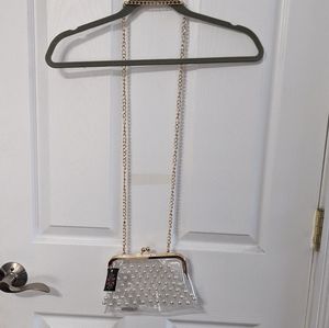 Clear Fashion Bag With Pearl Accents
